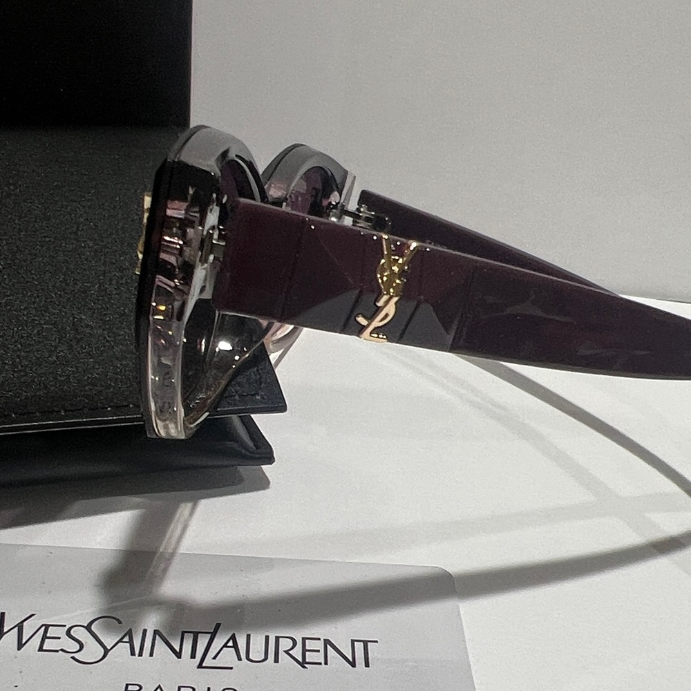 Yves Saint Laurent Plum Cat-Eye Sunglasses with Gold YSL Accents